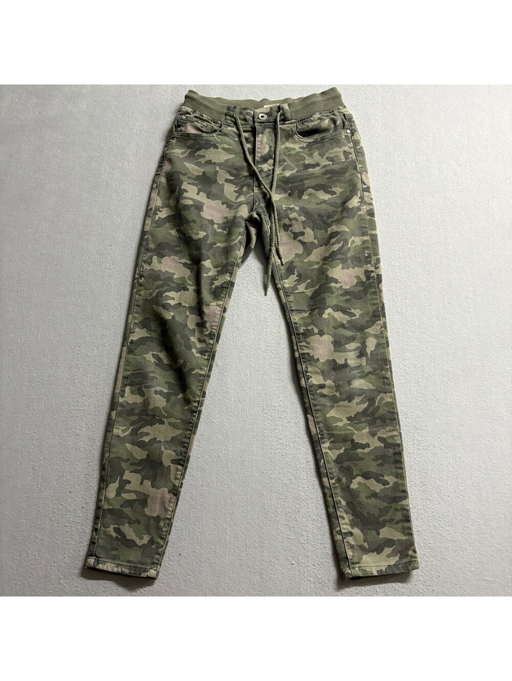 Denim Co Camouflage Jogger Jeans Womens XS Green Camo Drawstring Waist Skinny